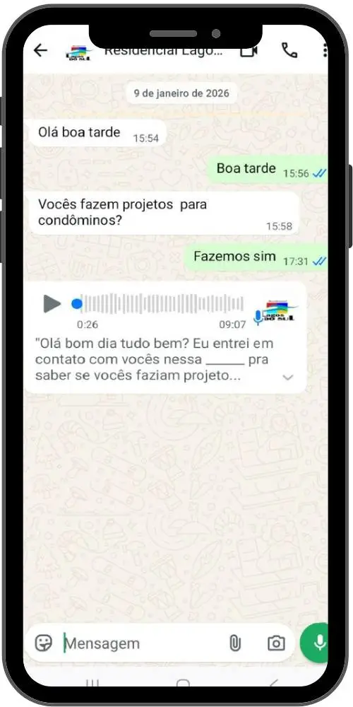Cliente chegando pelo WhatsApp sistema de aquisição de obras